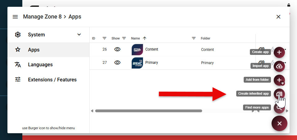 Create an inherited App