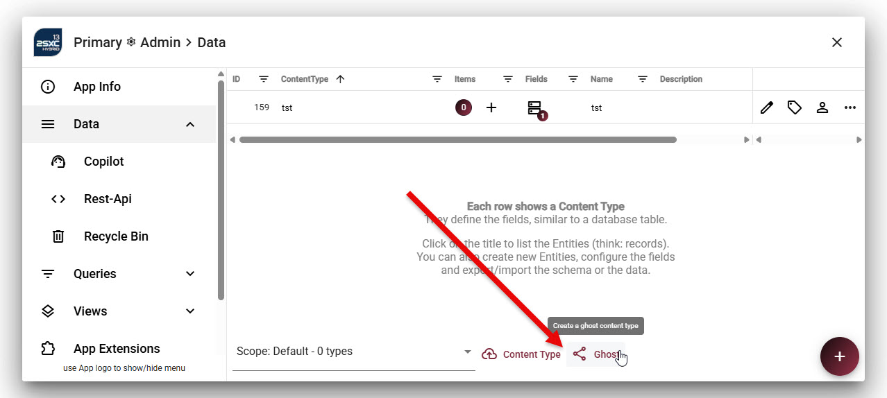 Create a Ghost (inherited) type in the UI